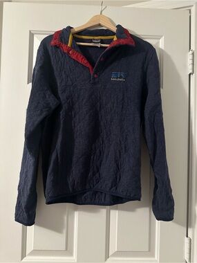 Quilted Patagonia Navy Pullover with Red Trim